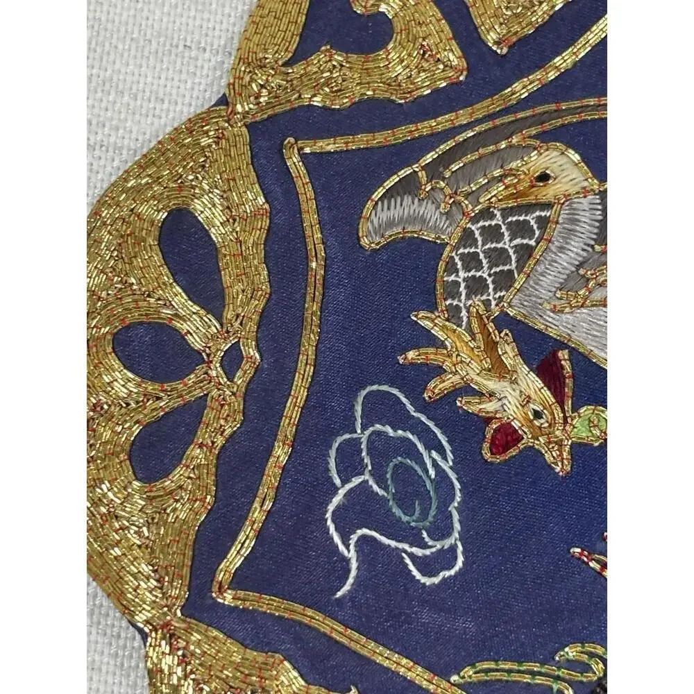 Golden Cloud Hand Embroidered Phoenix Patch Silk Rayon Applique China